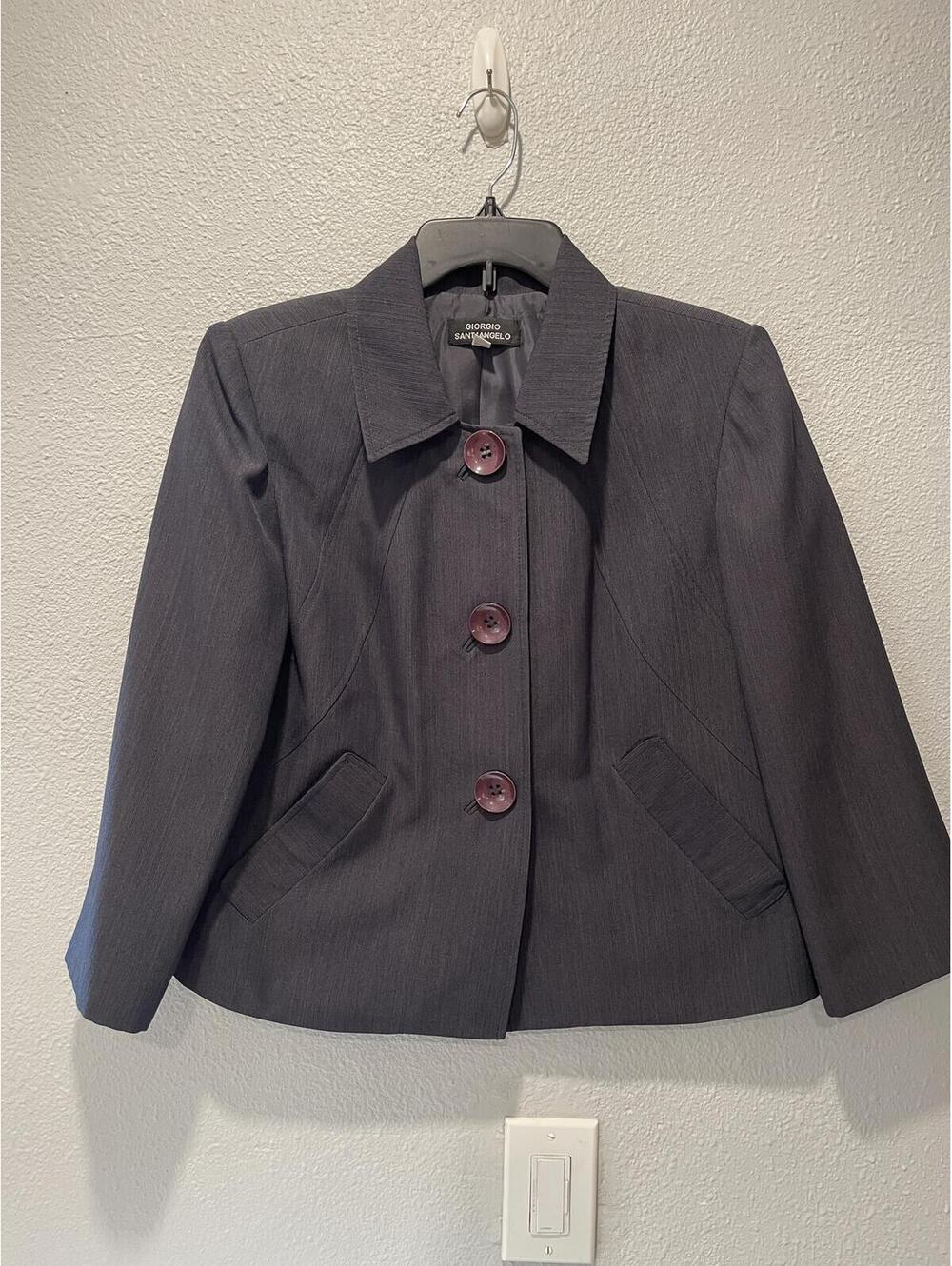 Giorgio Sant'Angelo Women's Dark Gray Button-Up Blazer Size